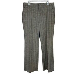 Dana Buchman Pants Women 12 Brown Career Wear Straight Leg Pockets Plaid